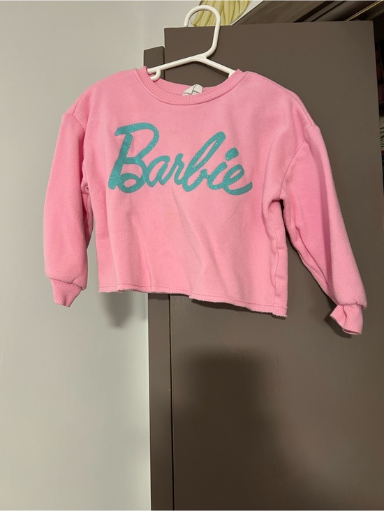 Barbie Other - Barbie Girls' Pink Logo crop Sweatshirt